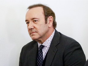 A January 2019 file photo of actor Kevin Spacey attending his arraignment for sexual assault charges.