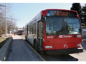 An OC Transpo bus waits at South Keys, in this file photo.