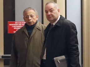 Former SNC Lavalin Samir Bebawi, left, and Constantine Kyres appear in court on Friday November 2, 2018 to hear a judge's decision on a motion in a case where they are charged with attempting to corrupt Riadh Ben Aissa while he was detained in Switzerland and had decided to become an informant against in Bebawi's upcoming trial.