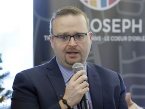 Stephen Blais, Ottawa city councillor Ward 19 Cumberland, speaks at a Board of Trade business dialogue session  in Ottawa on Thursday, December 13, 2018.