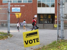Voting poll station for the Hull Aylmer riding, October 21, 2019.
