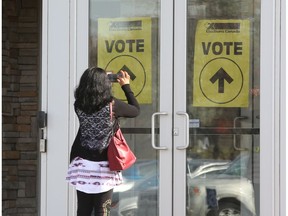 A polling station in Nepean riding on Monday.