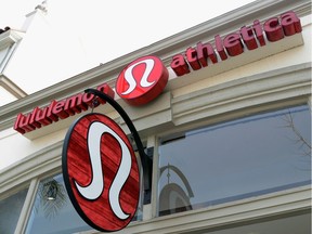 A sign on a Lululemon Athletica Inc. store  in Pasadena, California.