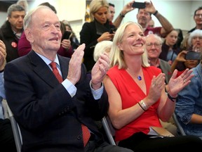 Former Prime Minister Jean Chrétien joined Liberal candidate Catherine McKenna for a rally in Westboro on Saturday.