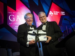 Greg Kane, former co-chair of the gala and a board member of The Ottawa Hospital Research Institute, was presented The Ottawa Hospital white coat for his years of work with the gala from Dr. Jack Kitts, The Ottawa Hospital president and CEO.