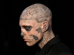 Rick Genest died at age 32 in Plateau Mont-Royal in August 2018.