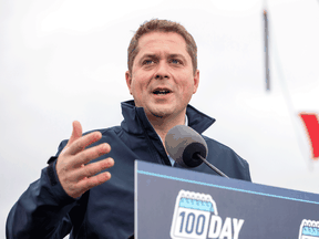 Conservative Leader Andrew Scheer campaigns in Brampton, Ont., on Oct. 17, 2019.