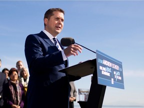Conservative Leader Andrew Scheer campaigns for the election in Delta, B.C., on Friday.
