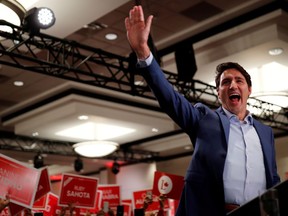Liberal leader and Canadian Prime Minister Justin Trudeau attends a rally during an election campaign visit to Mississauga, Ontario, Canada October 12, 2019.