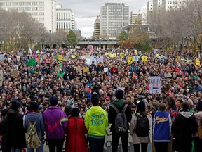 A climate strike march at the Alberta Legislature in Edmonton, Alberta, Canada October 18, 2019.