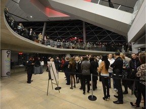 Ottawa, ON: November 10, 2012 - Crowd waiting in line to enter the wine and food festival at the Shaw Centre.