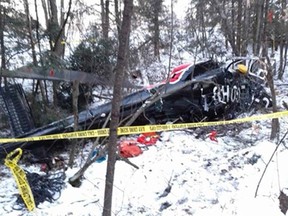 Main wreckage site from the helicopter crash where Hydro One workers were killed.