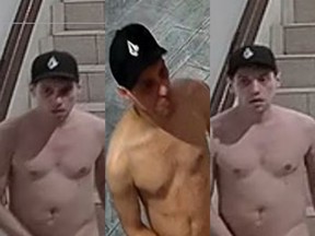 Kingston police are on the lookout for this man who strolled naked through a hotel lobby.