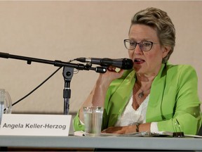 Ottawa Centre Green Party candidate Angela Keller-Herzog speaks during a political debate at the Glebe Community Centre recently.