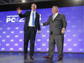 Federal Conservative leader Andrew Scheer and Ontario Premier Doug Ford were all smiles and warmth at the Ontario PC Convention less than a year ago.