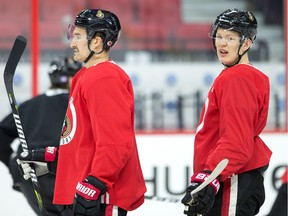 Brady Tkachuk, right, keeps in touch with Mark Stone as much as he can since Stone was traded to Vegas, and this week gave them the chance to spend some time together.