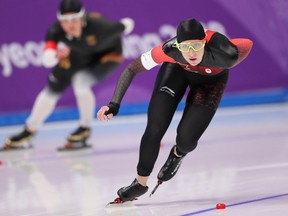 Files: Ivanie Blondin of Canada in action during her race in the women's 3000m speed skating event during the 2018 Winter Olympics in South Korea, February 10, 2018
