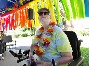 Resident Paul Leroux enjoys the first Pride celebration held at Extendicare Medex in 2018.