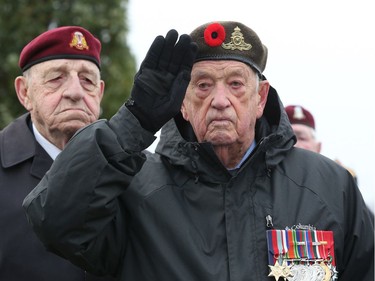96-year old Retired Major Jack Commerford, a veteran f the Second World War who landed on Juno Beach, during  Remembrance Day Ceremony at the National Military Cemetery, November 11, 2019.
