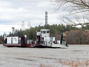 The Quyon Ferry ran aground on the Ontario side Friday after its cable broke in high winds.