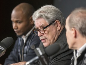 The Ottawa Fury soccer franchise have ceased operations.  (from right) Mark Goudie, president/CEO of OSEG, John Pugh, Fury President and Julian de Guzman, General Manager were on hand for the press conference.