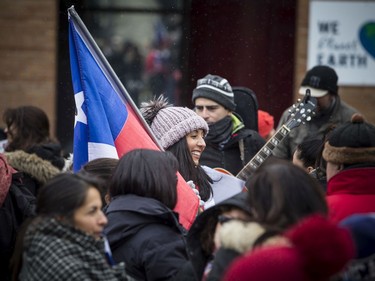 Rocio Medalla was part of the group that gathered to show support to Chilean family and friends Saturday November 9, 2019, at the Ottawa sign downtown before marching to Parliament Hill.