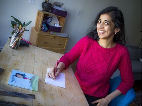Kanika Gupta has written a graphic novel describing what it is like to live with chronic concussive syndrome after a head injury. Gupta was photographed at her home on Sunday.