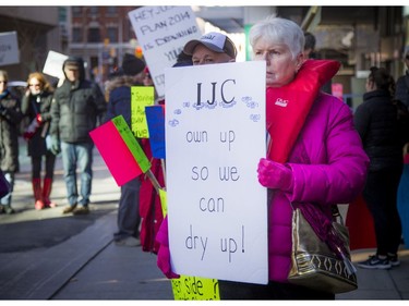People from Toronto to West Carleton gathered at the International Joint Commission office in downtown Ottawa before heading to Parliament Hill to protest what they perceive as inaction on extreme flooding and current high water levels in the Great Lakes.