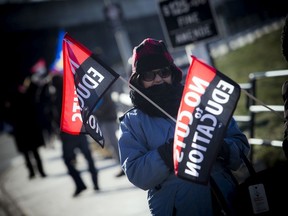 Teachers and support staff were set up near the Billings Bridge shopping centre on Saturday for an information picket.