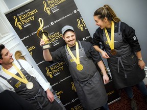 From left: Ben Landreville of Sidedoor, who won silver; Ian Carswell of Black Tartan Kitchen, gold medal winner; and Daniela Manrique of Soca Kitchen, the bronze medal recipient.