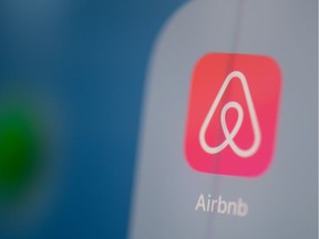 The logo of the online booking homes application Airbnb,