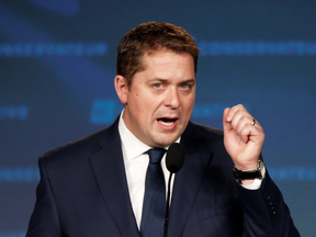 Conservative leader Andrew Scheer gives a keynote speech at the Alberta United Conservative Party Annual General Meeting in Calgary, Nov. 29, 2019.