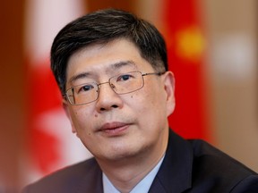 China's new ambassador to Canada Cong Peiwu attends a news conference for a small group of reporters at the Chinese Embassy in Ottawa, Nov. 22, 2019.