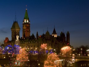 During the Christmas Lights Across Canada event, hundreds of thousands of dazzling holiday lights glow throughout downtown Ottawa.