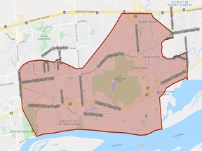 Area affected by Gatineau preventative boil water advisory.