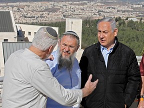 Israeli Prime Minister Benjamin Netanyahu meets heads of regional councils in Jewish settlements at the Alon Shvut settlement, in the Gush Etzion block in the occupied West Bank Nov. 19, 2019.