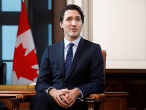 Prime Minister Justin Trudeau during a meeting with Conservative leader Andrew Scheer on Nov. 12, 2019.
