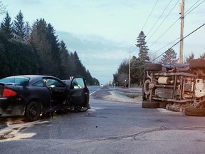 There was a two-vehicle collision at Rideau Road and Bowesville Road on Monday. Via @OPSTrafficCM