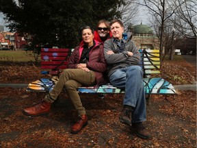 Bob Jamison, middle, the central character in Blue Roses, poses for a photo with filmmakers Danielle Rolfe and Ed Kucerak.