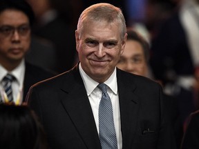 Prince Andrew leaves after speaking at the ASEAN Business and Investment Summit in Bangkok on November 3, 2019.