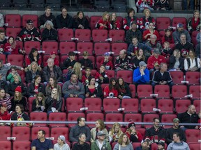 Many empty seats in the Canadian Tire Centre when the Ottawa Senators played the Minnesota Wild. October 14, 2019.