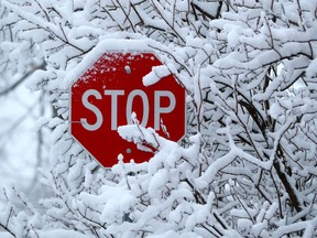 - The sign says it all: Stop. It's pretty, but that's enough before it wreaks havoc. New Years Eve, 2019 brought with it a wallop of snow and ice, but despite the slow morning commute either on the roads or by foot around Ottawa, it sure was pretty. Julie Oliver/Postmedia
