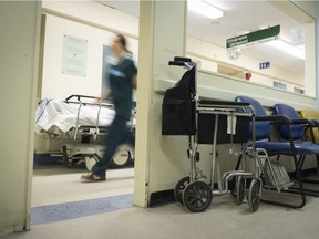 A nurses passes a waiting room on the S4 radiology ward in the S pavilion of the Royal Victoria Hospital, Wednesday, April 1, 2015. The majority of the hospital's services and patients will be moving to the MUHC's Glen site on April 26, 2015. (Marcos Townsend / MONTREAL GAZETTE) Marcos Townsend, Marcos Townsend