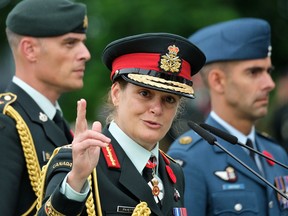 Governor General Julie Payette, shown at a ceremony at the Beny-sur-Mer Canadian War Cemetery in Normandy on June 05, 2019, will read the speech from the throne today in Ottawa.