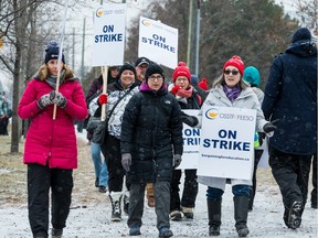 File photo/ Teachers and education workers on the picket line at Ridgemont High School. December 4, 2019.