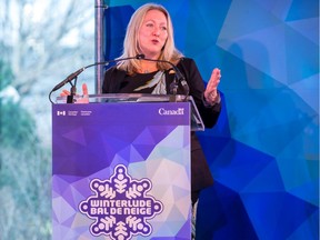 Mona Fortier, minister of Middle Class Prosperity and MP for Ottawa-Vanier, speaks at the launch of Winterlude 2020 programming at the National Arts Centre Wednesday.