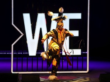 Theland Kicknosway performs at We Day at the National Arts Centre in Ottawa, December 10, 2019.