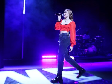 Singer-sonwriter Olivia Lunny performs I got You at the We Day festivities held at the National Arts Centre in Ottawa, December 10, 2019.