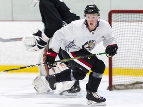 Jacob Bernard-Docker at Senators development camp in June.