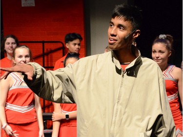 Joshua Ossa, performs as Zeke Baylor, during All Saints Catholic High School's production of High School Musical, on Nov. 29, 2019, in Ottawa, On.